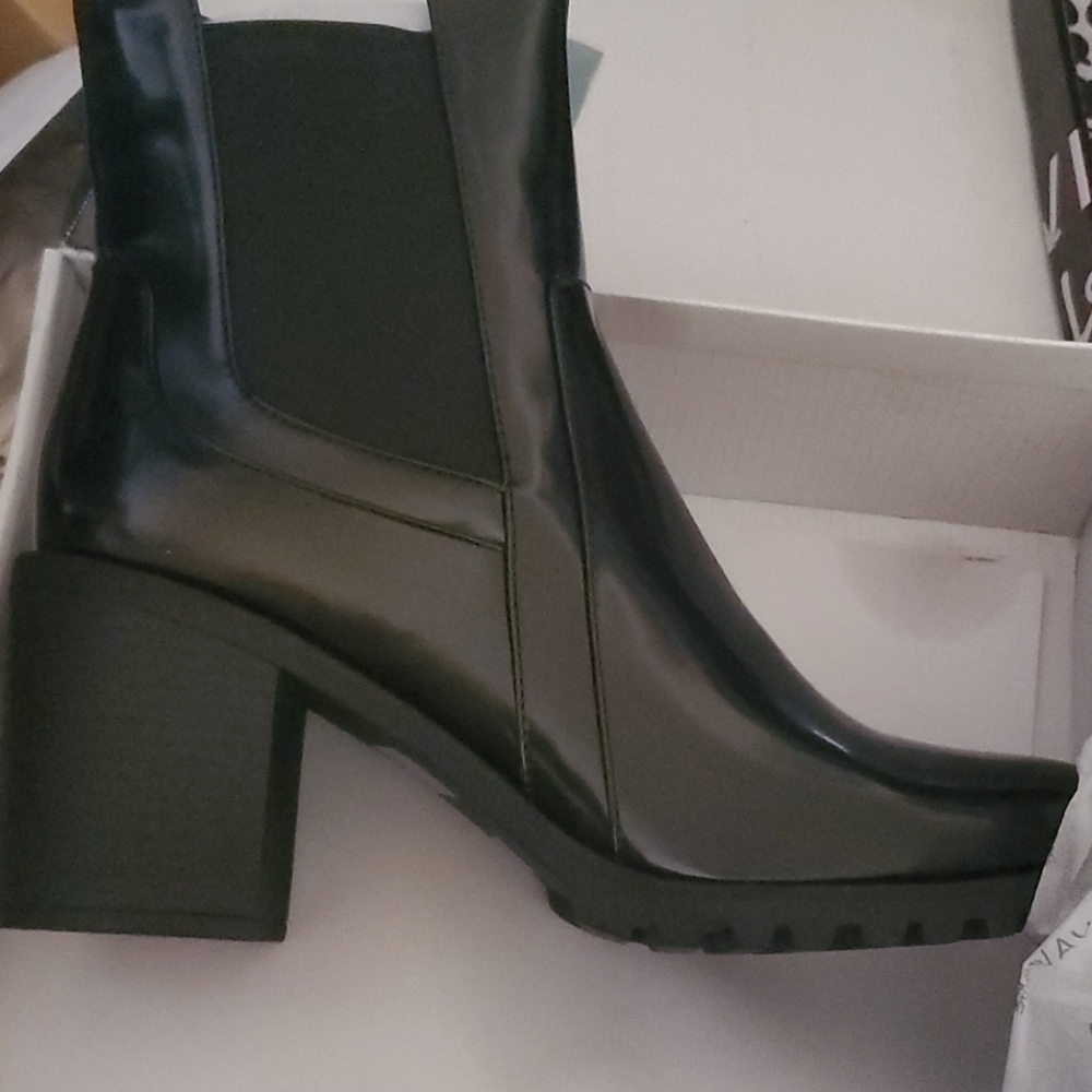 Black chunky heal booties